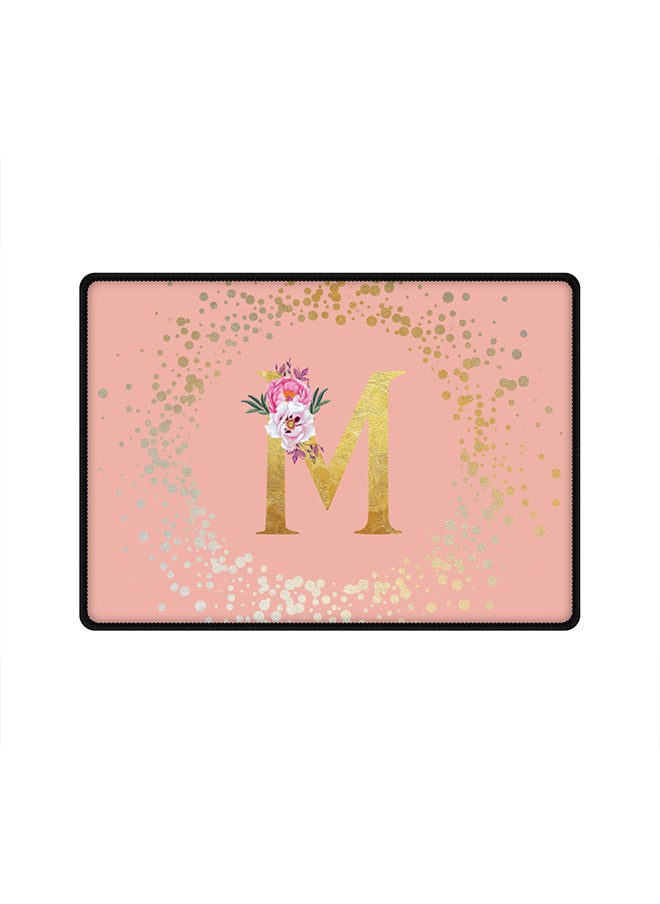 Stylizedd Designer Gaming Mouse Pad Anti-Skid Mousepad Large Keyboard Mouse Pad Desk Mat Custom Monogram Initial Letter Floral Pattern Alphabet - M(Rose Pink)  - Image 1