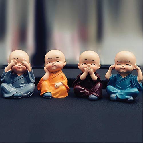 RSP Quality bit Polyresin Mini Monk Figurine, Small, Multicolour 4 Piece - Image 1