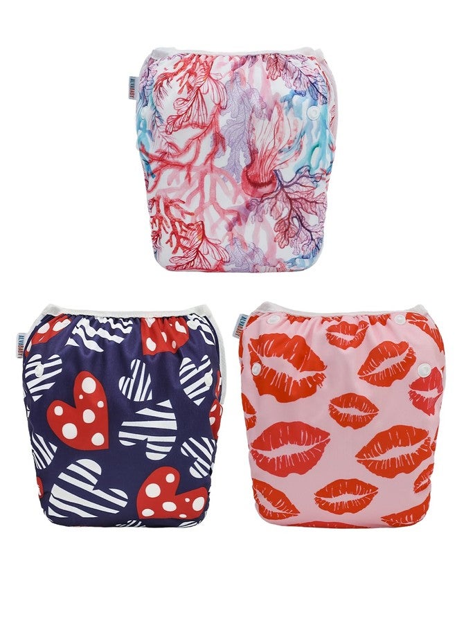 ALVABABY Large Cloth Swim Diaper 3pcs Baby/Toddler/Infant Snap Reusable Adjustable Swimming Diaper Baby Boy and Girl 3ZSWY63A - Image 1