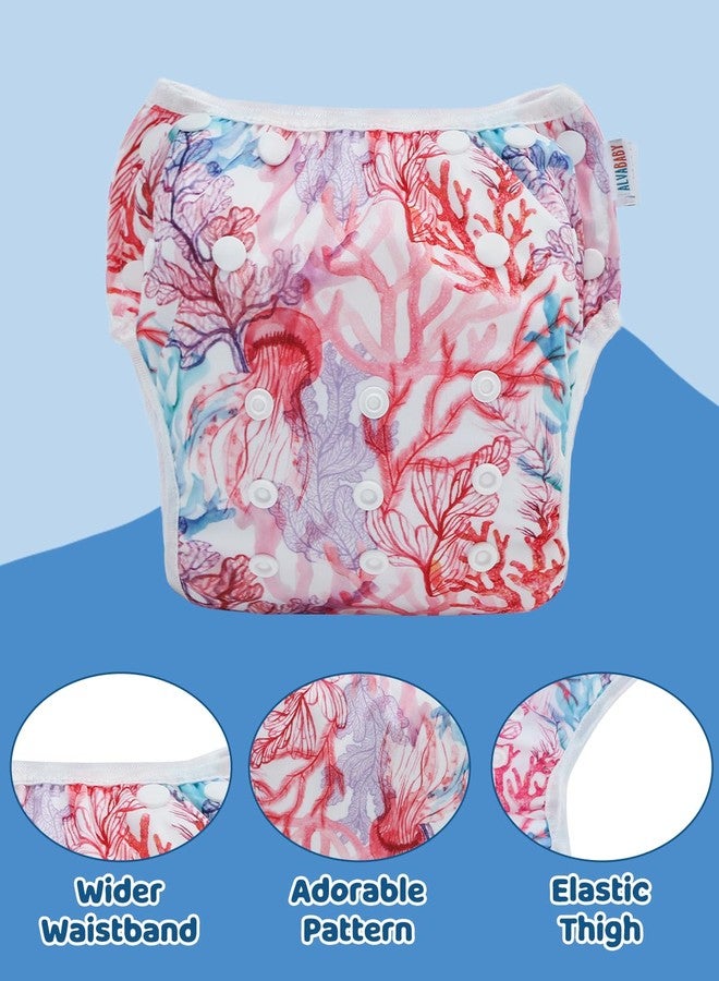 ALVABABY Large Cloth Swim Diaper 3pcs Baby/Toddler/Infant Snap Reusable Adjustable Swimming Diaper Baby Boy and Girl 3ZSWY63A - Image 2