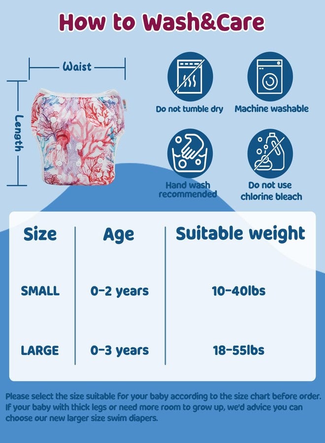 ALVABABY Large Cloth Swim Diaper 3pcs Baby/Toddler/Infant Snap Reusable Adjustable Swimming Diaper Baby Boy and Girl 3ZSWY63A - Image 4