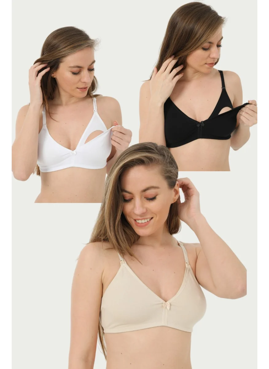 Arma Yıldız Nursing Bra 3 Pieces Mixed Color Cotton