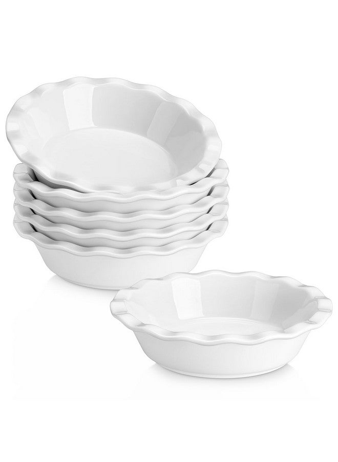 MALACASA Pie Pan, 12 OZ Mini White Pie Dish Set of 6, Ceramic Pie Dish for Baking, Small Quiche Baking Dish for Oven, Round Pie Plates Tart Pans, Fluted Dish Pie Pan for Quiches, Series BAKE - Image 1