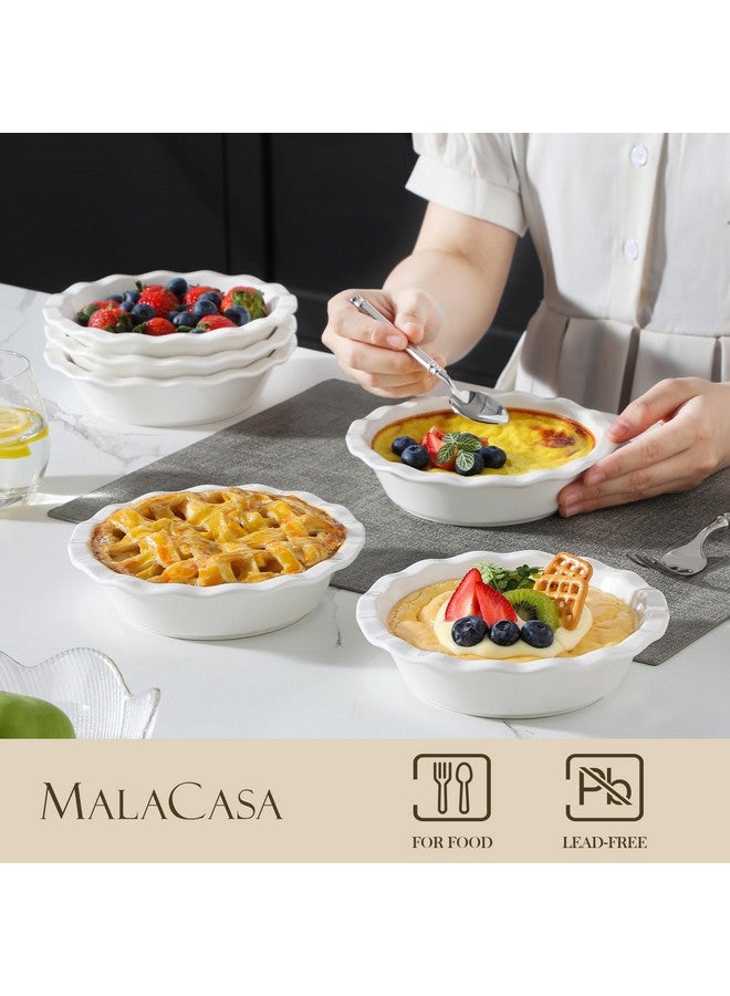 MALACASA Pie Pan, 12 OZ Mini White Pie Dish Set of 6, Ceramic Pie Dish for Baking, Small Quiche Baking Dish for Oven, Round Pie Plates Tart Pans, Fluted Dish Pie Pan for Quiches, Series BAKE - Image 5