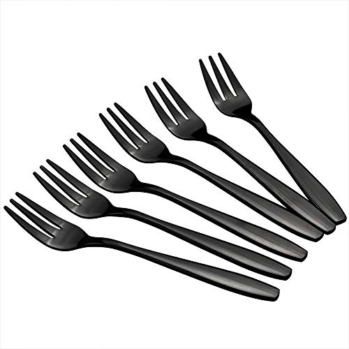Wekioger Black Stainless Steel Tasting Appetizer Forks, 3 Tine Forks, 12 Piece - Image 1