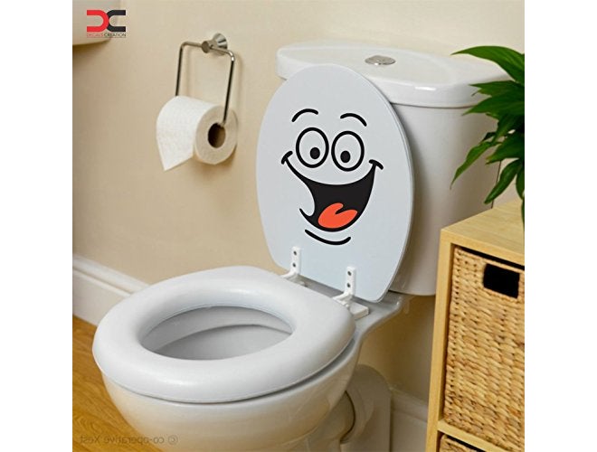 Decals Creation ™ 'Funny Smile' Toilet Seat Sticker (PVC Vinyl, 36X30CM) (Pack of 3) - Image 1