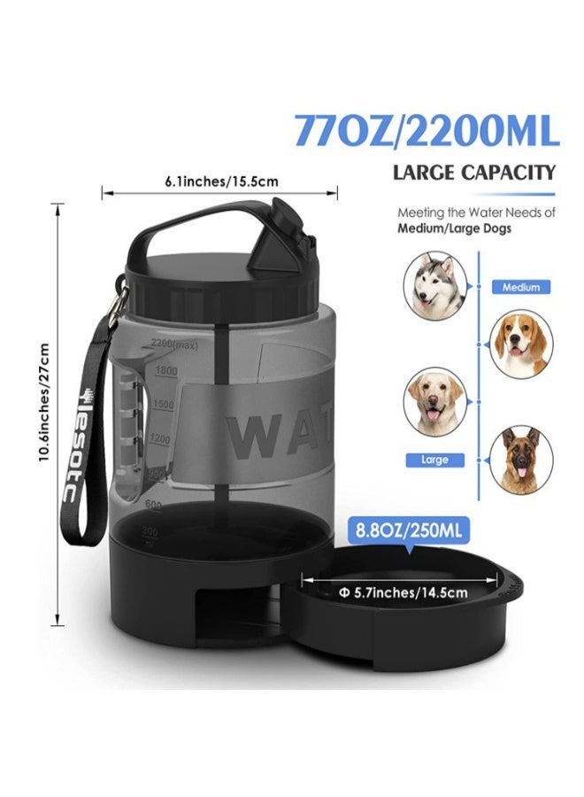 lesotc 77oz/2200ml Large Capacity Dog Water Bottle, 2-in-1 Leak-Proof Travel Water Dispenser with Pull-Out Bowl for Medium & Large Dogs - Image 3