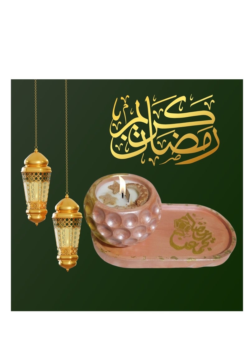 ماركة غير محددة شمعه 75 جرام بعطر العود في وعاء صناعه وتصميم يدوي مزين بالاكريليك والشمع صحي - رمضان يجمعنا  - Image 3