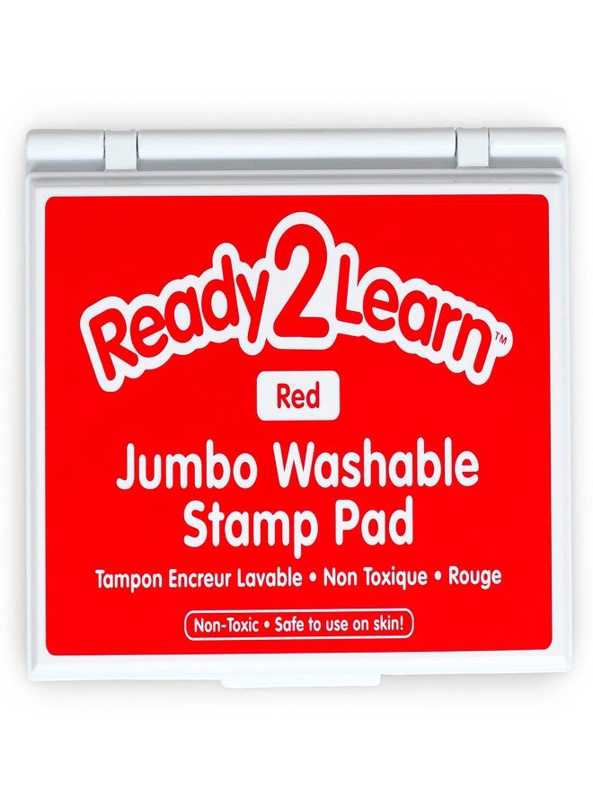 READY 2 LEARN Jumbo Washable Stamp Pad - Red - 6.2"L x 4.1"W - Non-Toxic - Fade Resistant - Ideal Size for Baby Handprints and Footprints - Image 1