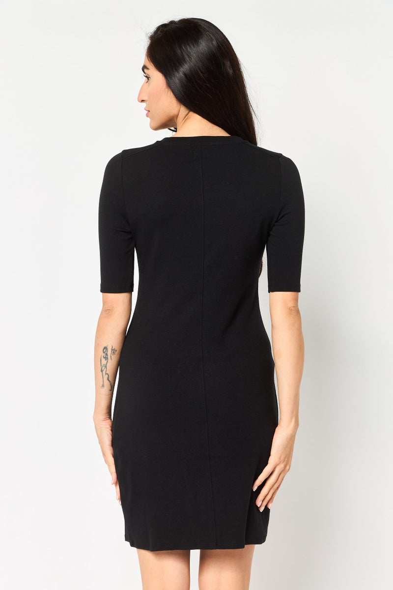 GAP Women Solid Shirt Dress, Black - Image 4