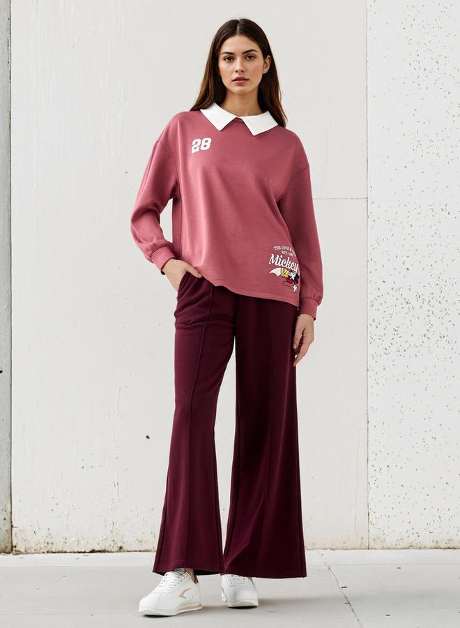 SP Characters Mickey Mouse Print Sweatshirt with Contrast Collar - Image 2