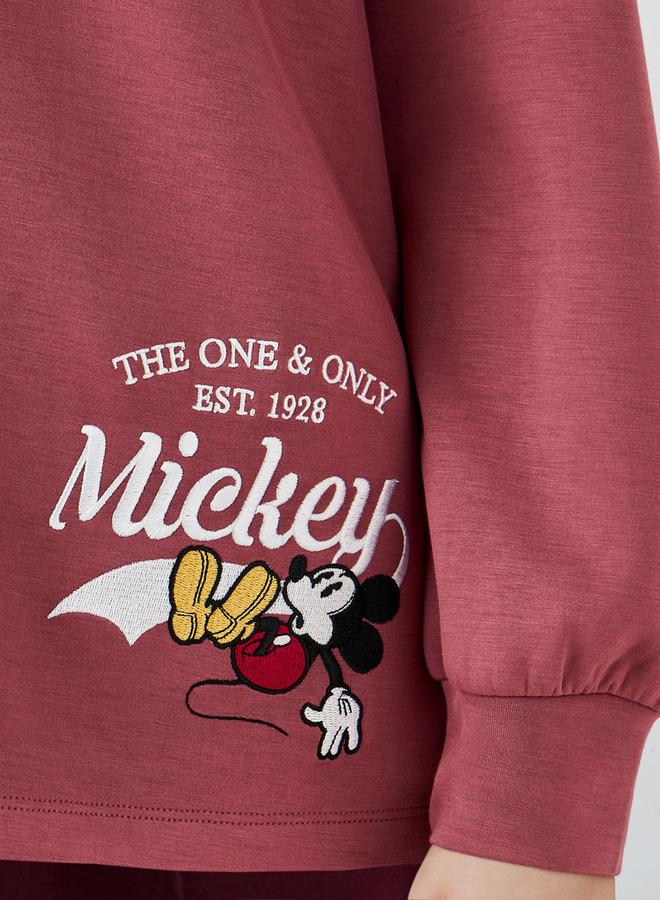 SP Characters Mickey Mouse Print Sweatshirt with Contrast Collar - Image 4