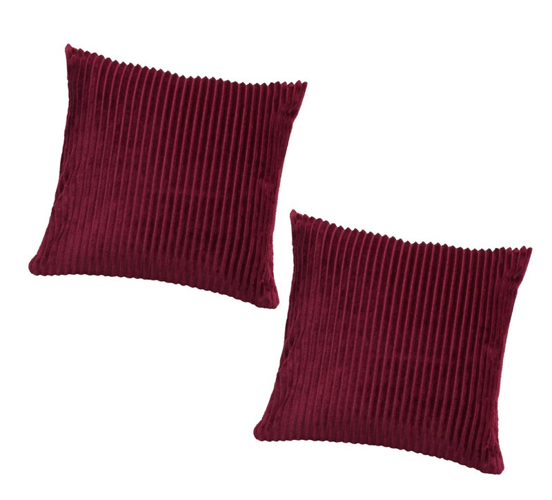 RD TREND® Cushion Cover Set of 2, Decorative Sofa Living Room Home Square Cushion Covers 16 Inch x 16 Inch, Aesthetic Corduroy Striped Double Sided (Marron) - Image 5