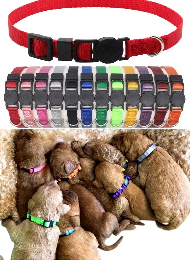 YOY 12 pcs/Set Soft Nylon Puppy Whelping ID Collars - Adjustable Breakaway Litter Collars Baby Dog ID Bands Pet Identification for Breeders with Record Keeping Charts, Neck 7" - 10.2" - Image 2