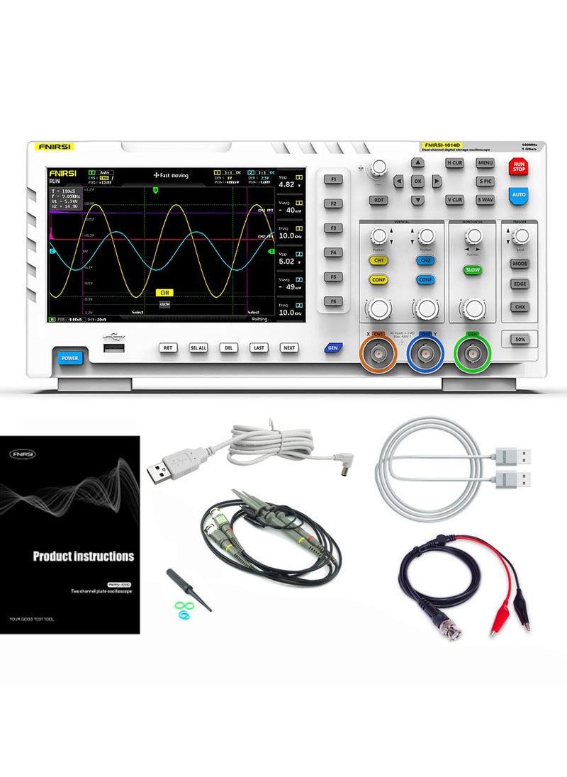 KASTWAVE - 2 in 1 Digital Oscilloscope DDS Signal Generator Desktop Oscilloscope Capture Output Signal Function, 2 Channels 100Mhz Bandwidth 1GSa/s Sampling Rate Built-in 1GB Storage Space - Image 1