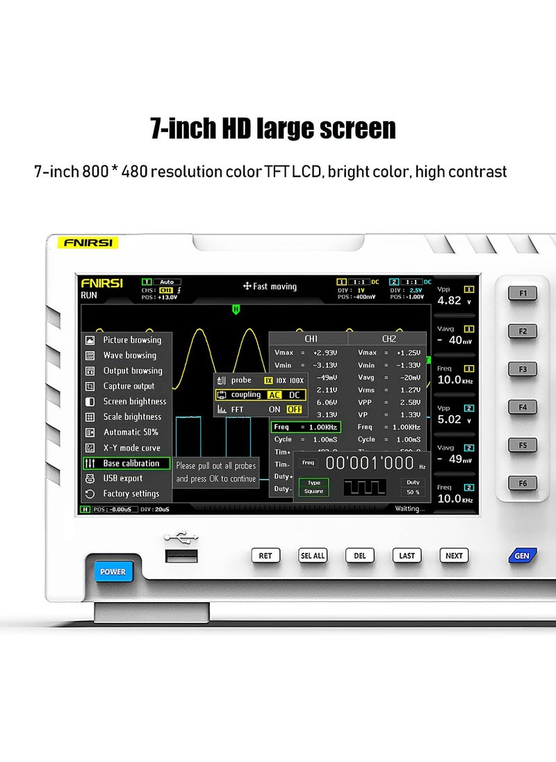 KASTWAVE - 2 in 1 Digital Oscilloscope DDS Signal Generator Desktop Oscilloscope Capture Output Signal Function, 2 Channels 100Mhz Bandwidth 1GSa/s Sampling Rate Built-in 1GB Storage Space - Image 1