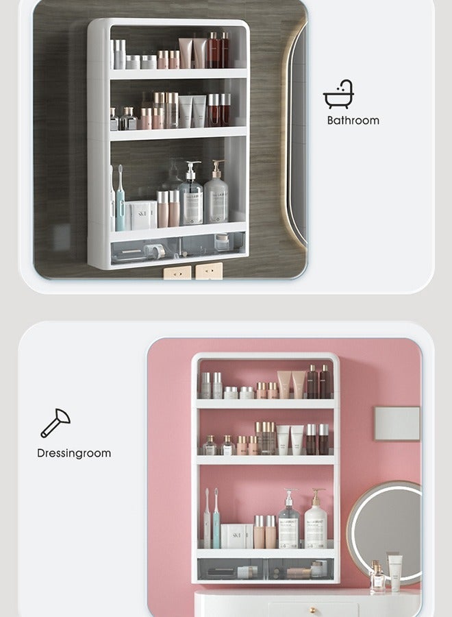 رف حمام مثبت على الحائط من 3 طبقات منظم مع خطافات