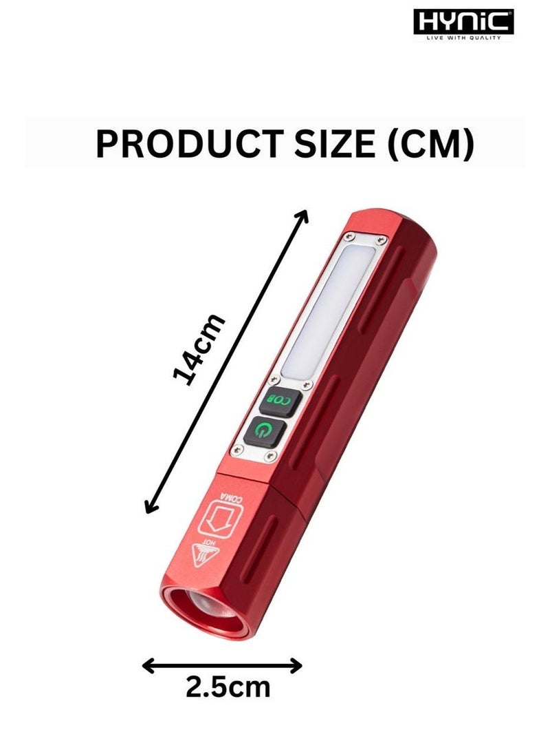 هاينك مصباح LED متعدد الوظائف – 600 لومن، قابل للتكبير، 8 أوضاع إضاءة، مصباح جانبي COB، قابل لإعادة الشحن من النوع C، ضوء تكتيكي محمول للتخييم وركوب الدراجات والاستخدام الطارئ - Image 5