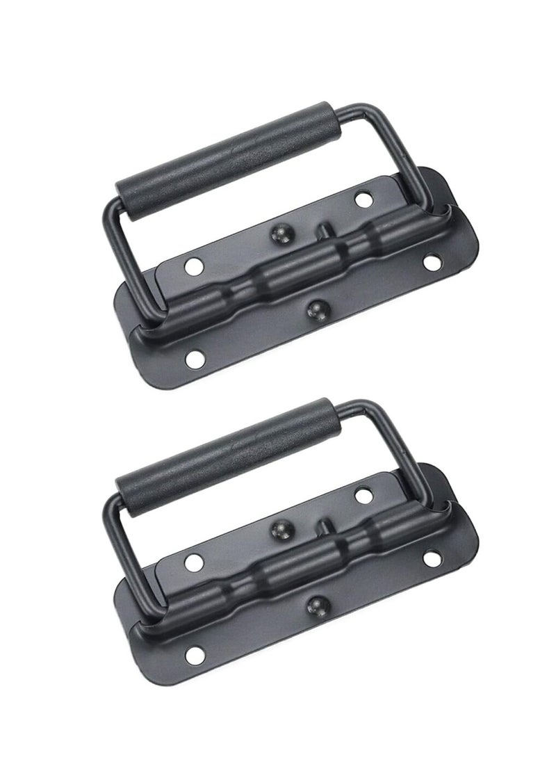 KASTWAVE - 2Pcs Box Handles Spring Folding Handle Metal Chest Handle Flight Case Handle, Stainless Steel Spring Loaded Box Handle Luggage Hardware for Toolbox Storage Boxes Replacement (122x41mm) - Image 1