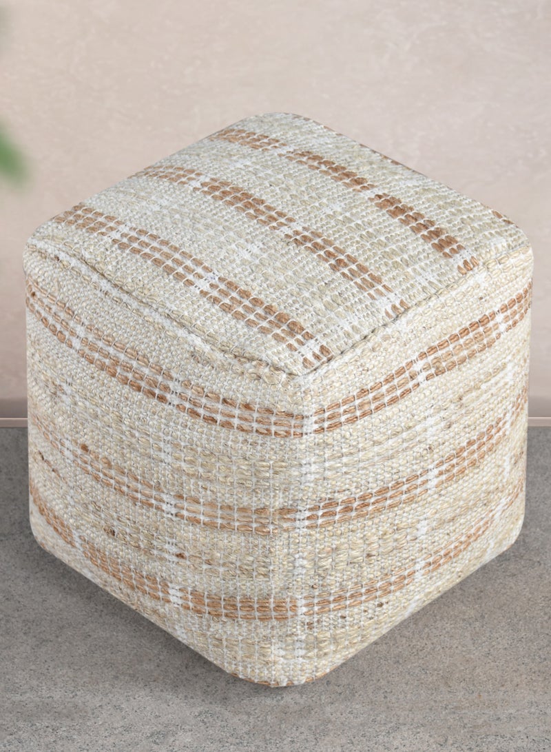 لوفت فيو، بوف مربع، 40×40×40 سم، قماش، عاجي/طبيعي-جوت/صوف