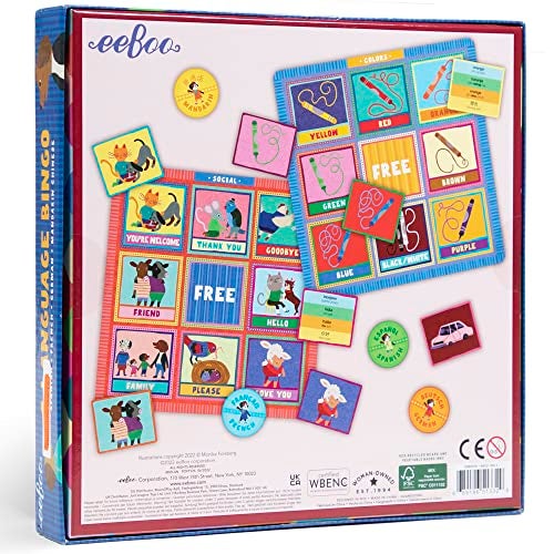 eeBoo 4 Language Bingo Game for Kids Ages 5 Spanish French German Mandarin Chinese Learning Game That Builds Vocabulary Communication - Image 5
