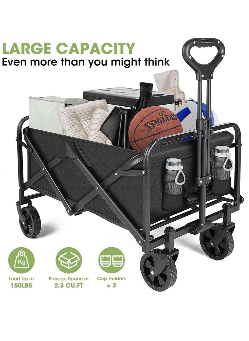 0TO1 TECH Garden Cart, Foldable Utility Vehicle, Collapsible Folding Outdoor Utility Wagon, Beach Wagon Cart with All Terrain Wheels & Drink Holders, Portable Sports Wagon for Camping, Shopping and Beach  - Image 2