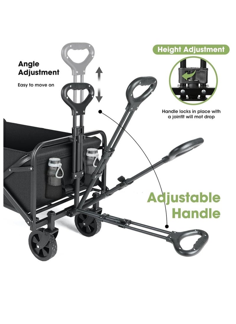 0TO1 TECH Garden Cart, Foldable Utility Vehicle, Collapsible Folding Outdoor Utility Wagon, Beach Wagon Cart with All Terrain Wheels & Drink Holders, Portable Sports Wagon for Camping, Shopping and Beach  - Image 3