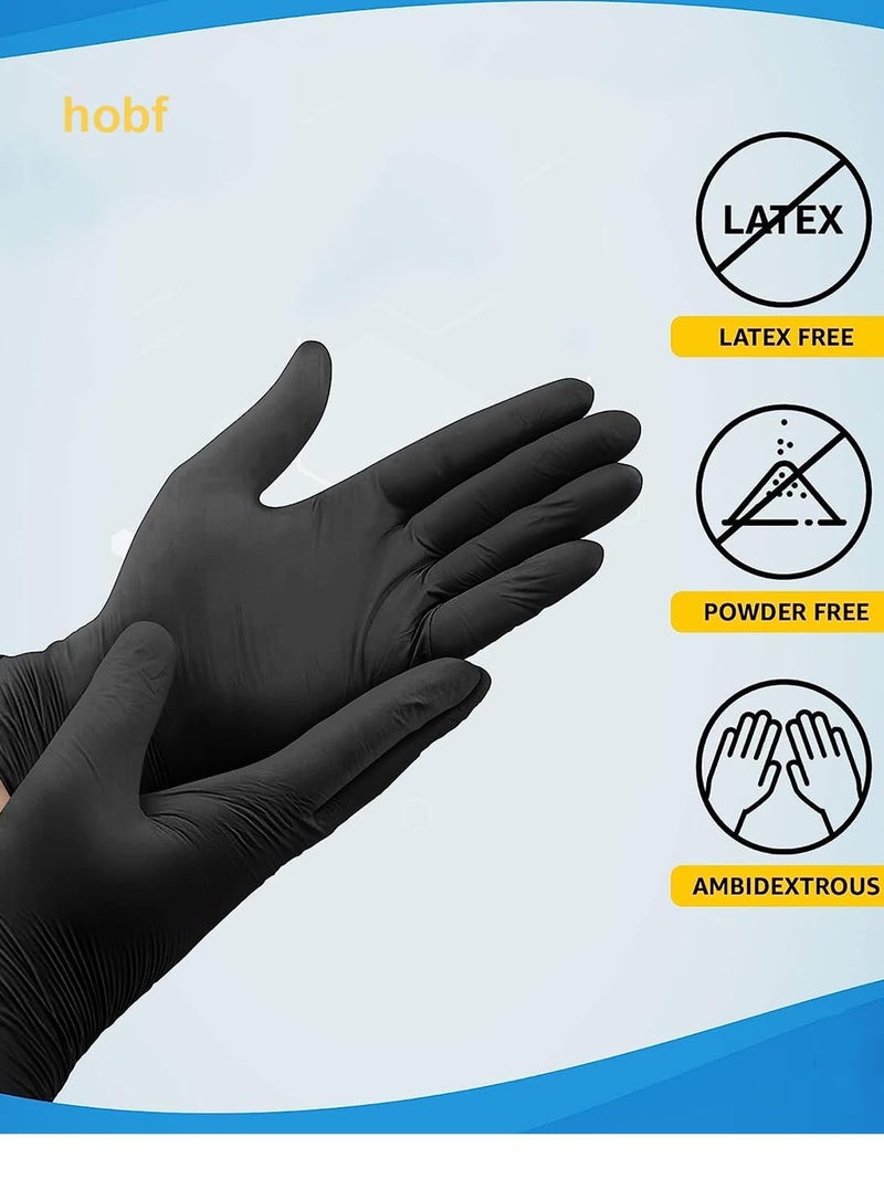 hobf Powder Free Nitrile Hand Gloves,Surgical gloves, (Large Black, Pack of 100 Pcs.) HOBF100-BK-NT-11-L - Image 5