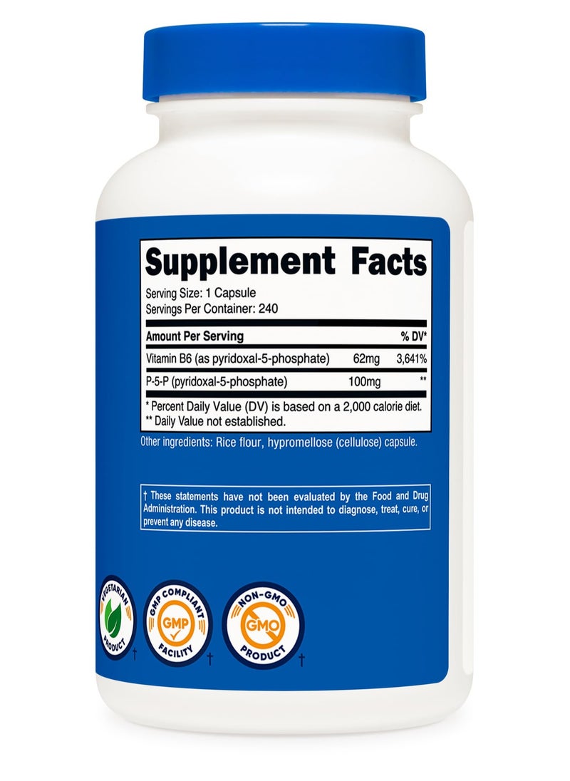 Nutricost - P-5-P Pyridoxal-5-Phosphate 100mg Per Serving,240 Serving, 240 Capsules Dietary Supplement - Image 1