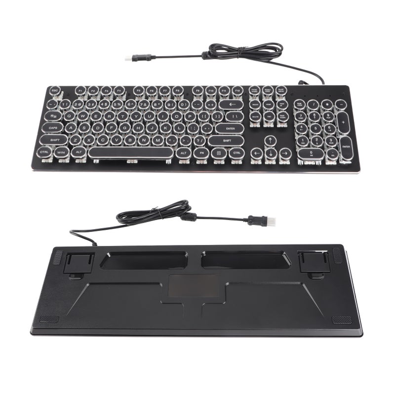 Retro Wired Gaming Mechanical Keyboard Key Click with 104 Keys Mixed Light Ergonomic DesignBlack - Image 4