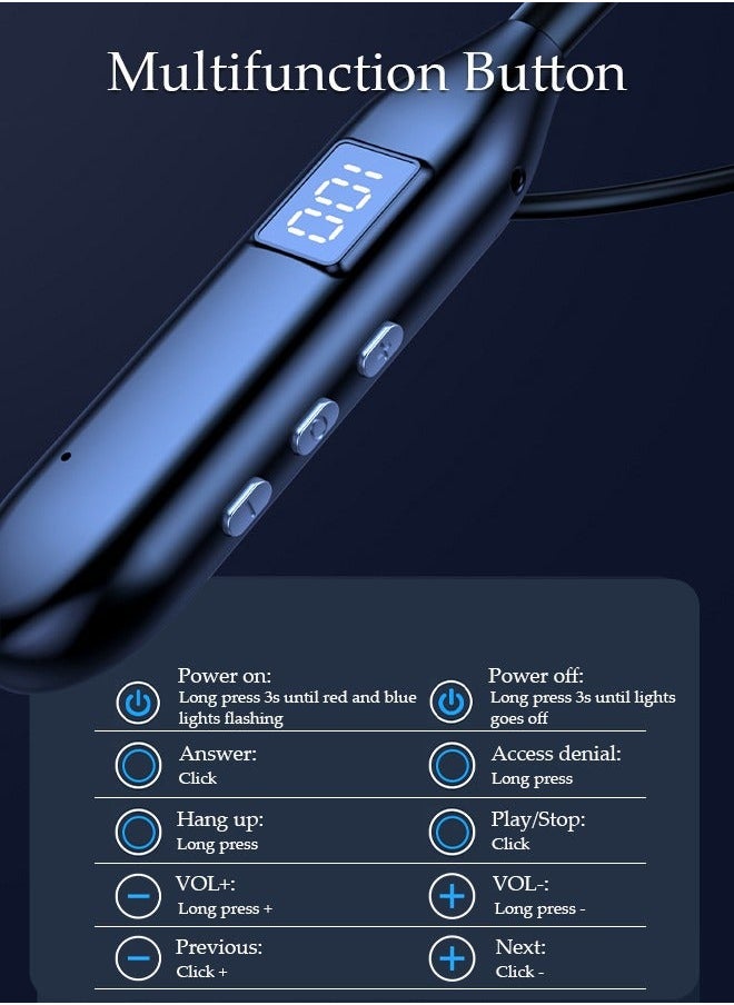 Generic Wireless Bluetooth 5.3 Headphones Neckband Headset With Retractable Earbuds Noise Cancelling Stereo Sweatproof Earphones With Mic For Gym Running Office  - Image 4