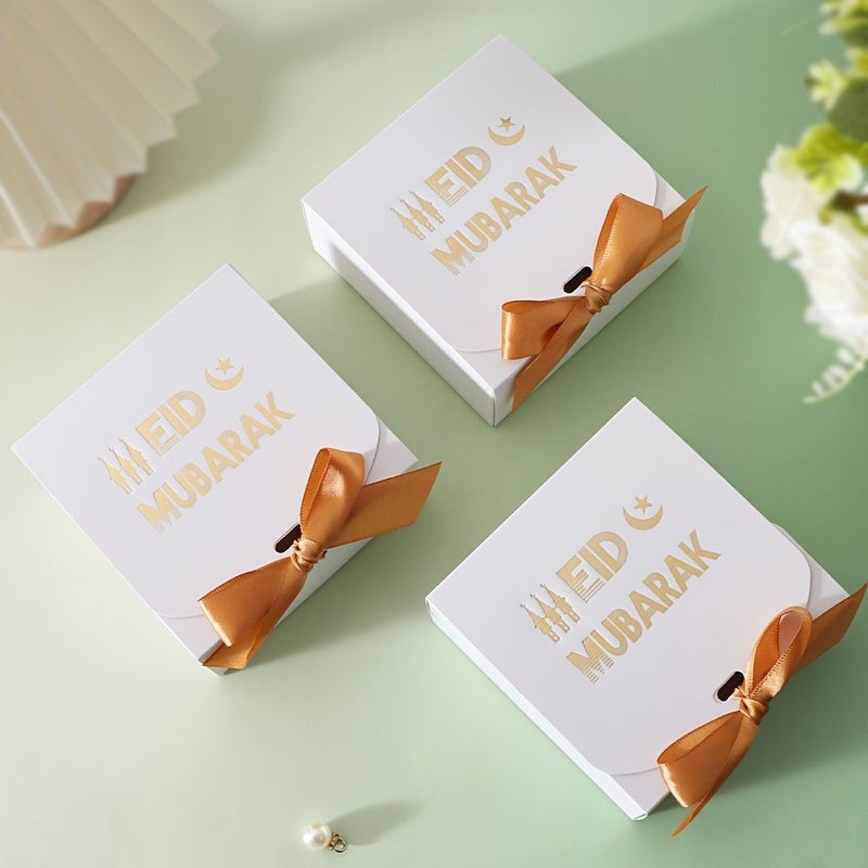 Eid Mubarak Gift Box Dark Green Ramadan Decor Arabic Phrases 5pcs - Image 4