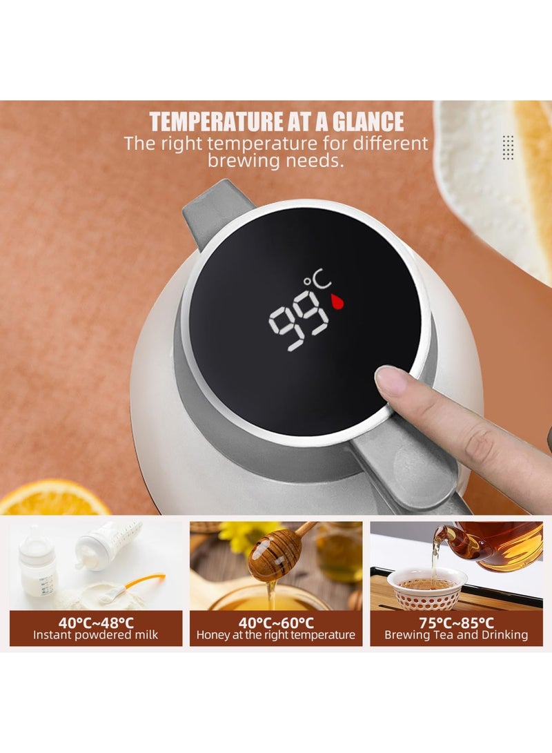 SYOSI 1L Coffee Thermos, Glass Lined Thermal Carafe with Temperature Display, Double Wall Vacuum Insulated Hot Water Carafe, Keeps Liquids Hot for 24 Hours, Ideal for Coffee, Tea, and Water (White) - Image 2