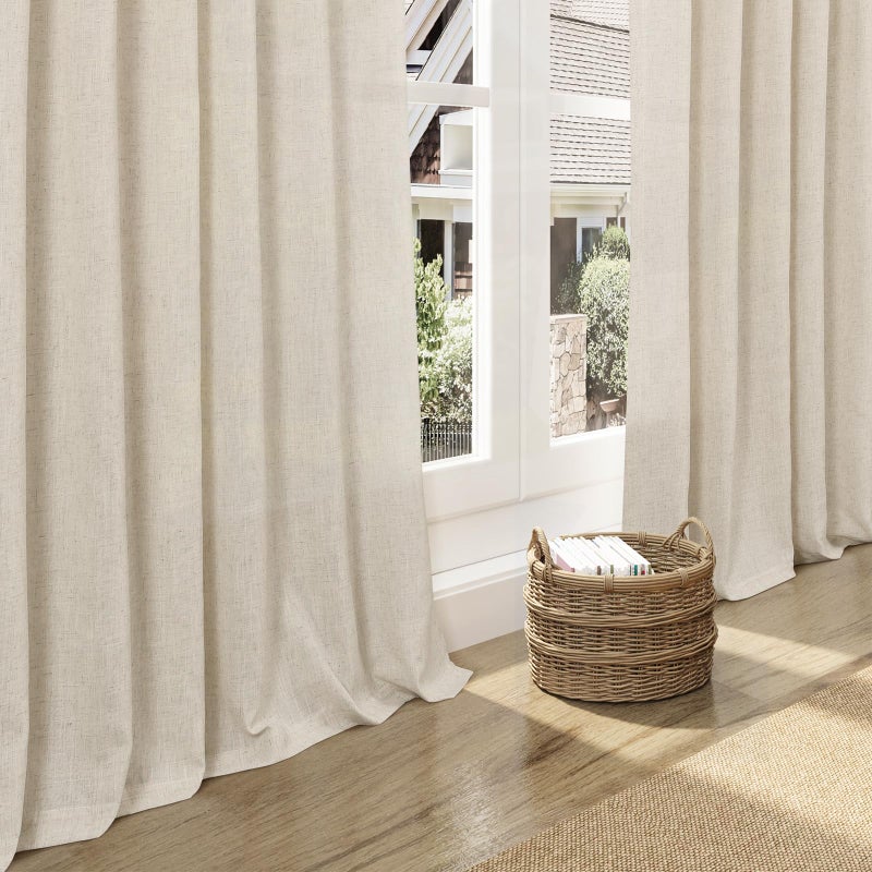 Nanspring Birch Beige Linen Curtains 84 Inches Long for Living Room Light Filtering Semi Sheer Curtain Back Tab Modern Farmhouse Decor Elegant Luxury Coastal Drapes for Bedroom Office 52x84,2 Panels - Image 5