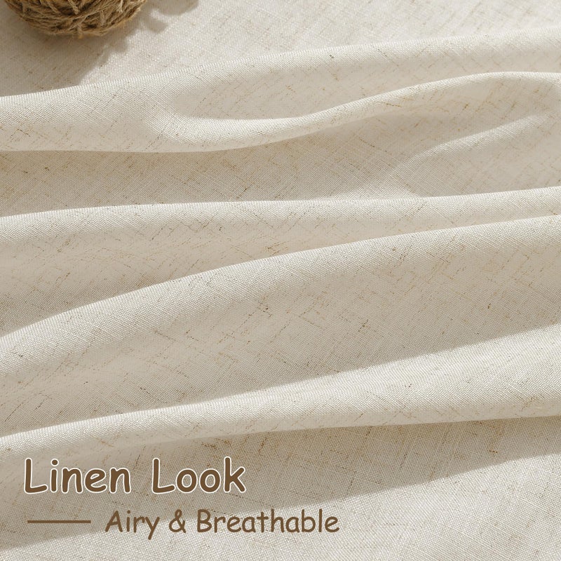 Nanspring Birch Beige Linen Curtains 84 Inches Long for Living Room Light Filtering Semi Sheer Curtain Back Tab Modern Farmhouse Decor Elegant Luxury Coastal Drapes for Bedroom Office 52x84,2 Panels - Image 4