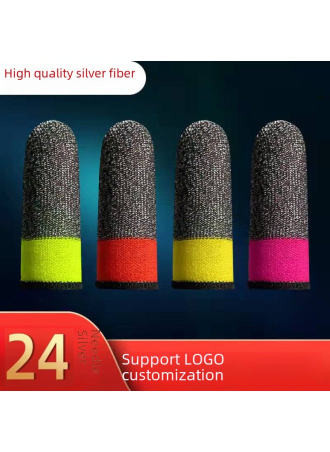 2022 24-needle Ultra-thin Fiber Game Finger Sleeve Suitable For King Glory Pubg-Product Color:Silver Fiber Wrapped A Pair  - Image 4