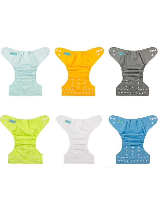ALVABABY ALVABABY 6 Pack Baby Cloth Diapers with 12 pcs 5-Layer Charcoal Inserts/Adjustable Washable Reusable - Image 2