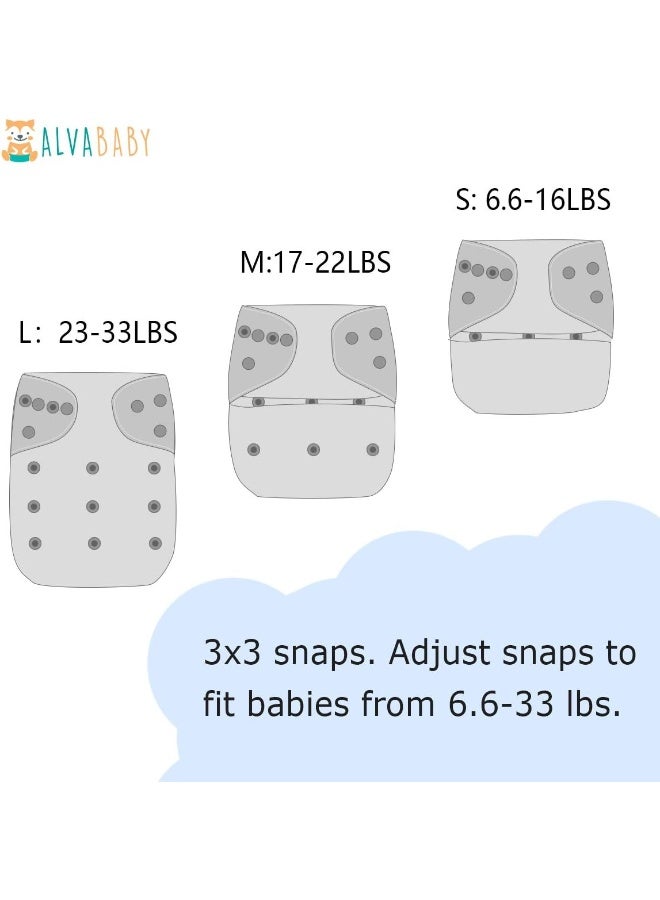 ALVABABY ALVABABY 6 Pack Baby Cloth Diapers with 12 pcs 5-Layer Charcoal Inserts/Adjustable Washable Reusable - Image 4