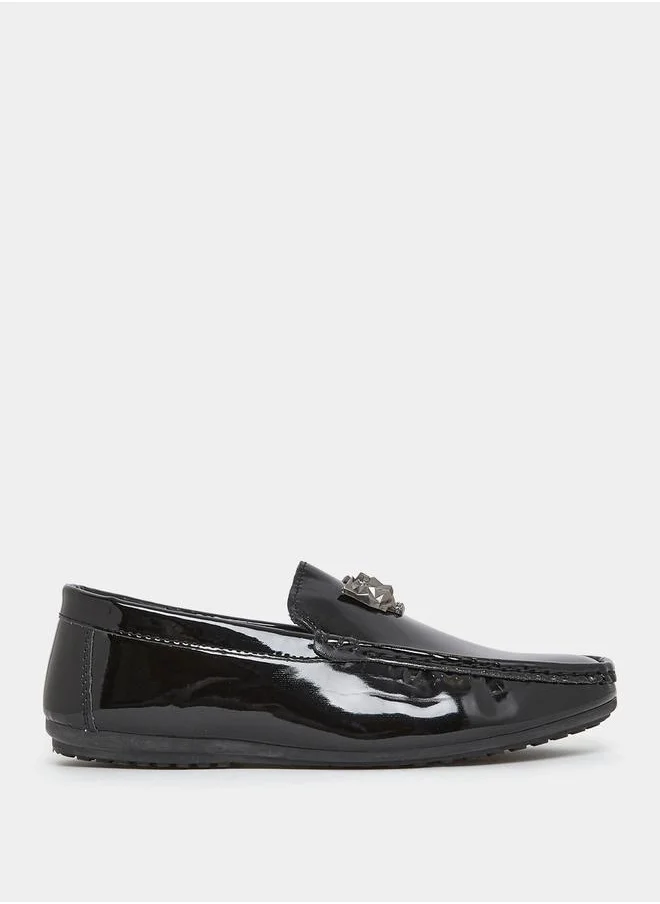 ستايلي Glossy Upper Flat Sole Loafers