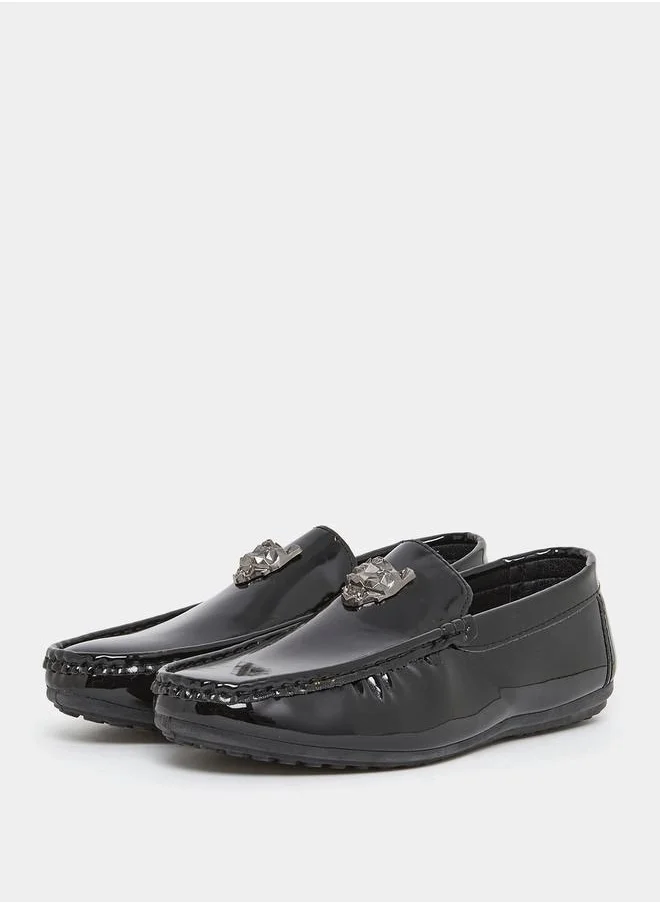 ستايلي Glossy Upper Flat Sole Loafers