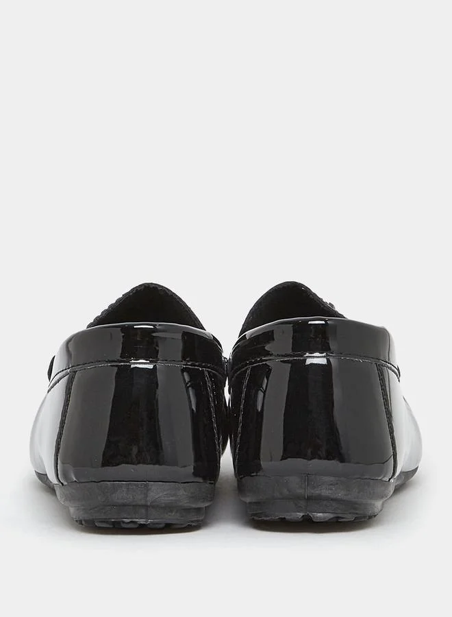 ستايلي Glossy Upper Flat Sole Loafers