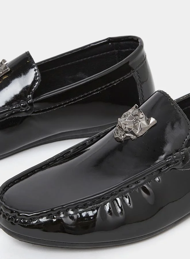 ستايلي Glossy Upper Flat Sole Loafers