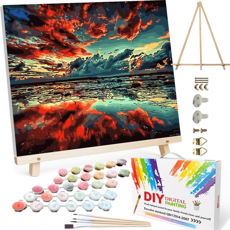 BAISITE Paint by Numbers Kit for Adults,16" Lx20 W Canvas for Painting Kits for Adults in Colorful Box-Breathtaking Colorful Scenery 8481-Already Stretched on a Wooden Frame - Image 1
