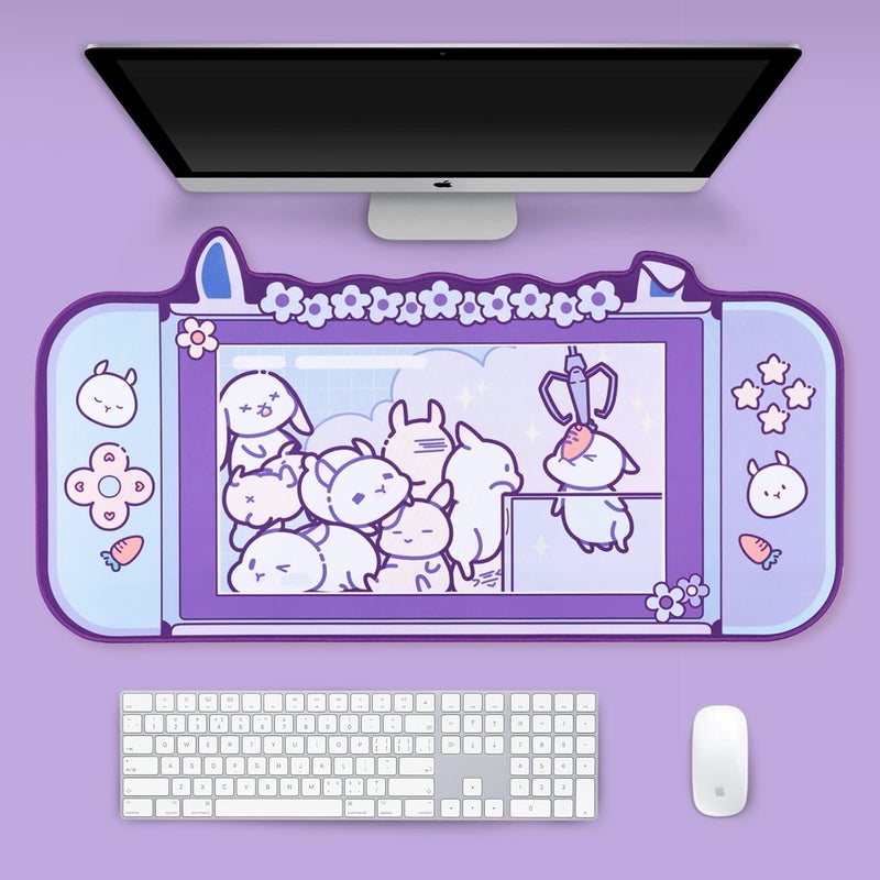 GEEKSHARE Cute Bunny Mouse Pad - Non-Slip Rubber Base Desk Mat For Keyboard And Mouse, Perfect For Gaming, Writing, Or Home Office Work (Mouse Pad) [Video Game] - Image 5