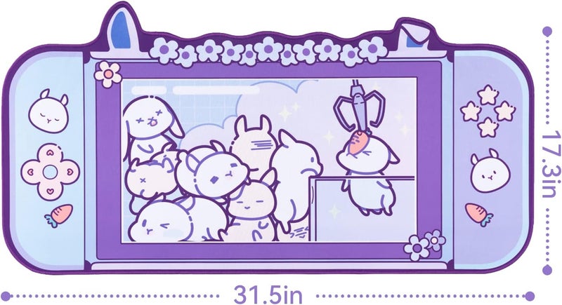 GEEKSHARE Cute Bunny Mouse Pad - Non-Slip Rubber Base Desk Mat For Keyboard And Mouse, Perfect For Gaming, Writing, Or Home Office Work (Mouse Pad) [Video Game] - Image 4