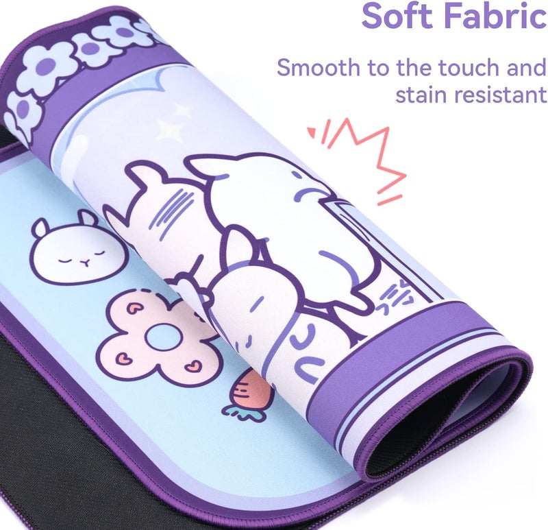 GEEKSHARE Cute Bunny Mouse Pad - Non-Slip Rubber Base Desk Mat For Keyboard And Mouse, Perfect For Gaming, Writing, Or Home Office Work (Mouse Pad) [Video Game] - Image 2