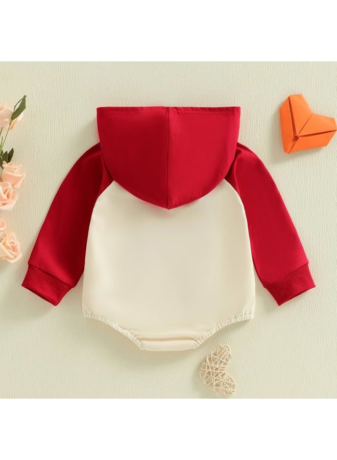 Thorn Tree Baby Boy Valentines Outfit Hooded Sweatshirt Bubble Romper Newborn Sweater Infant Onesie Hoodie, Red, 18-24 months - Image 4