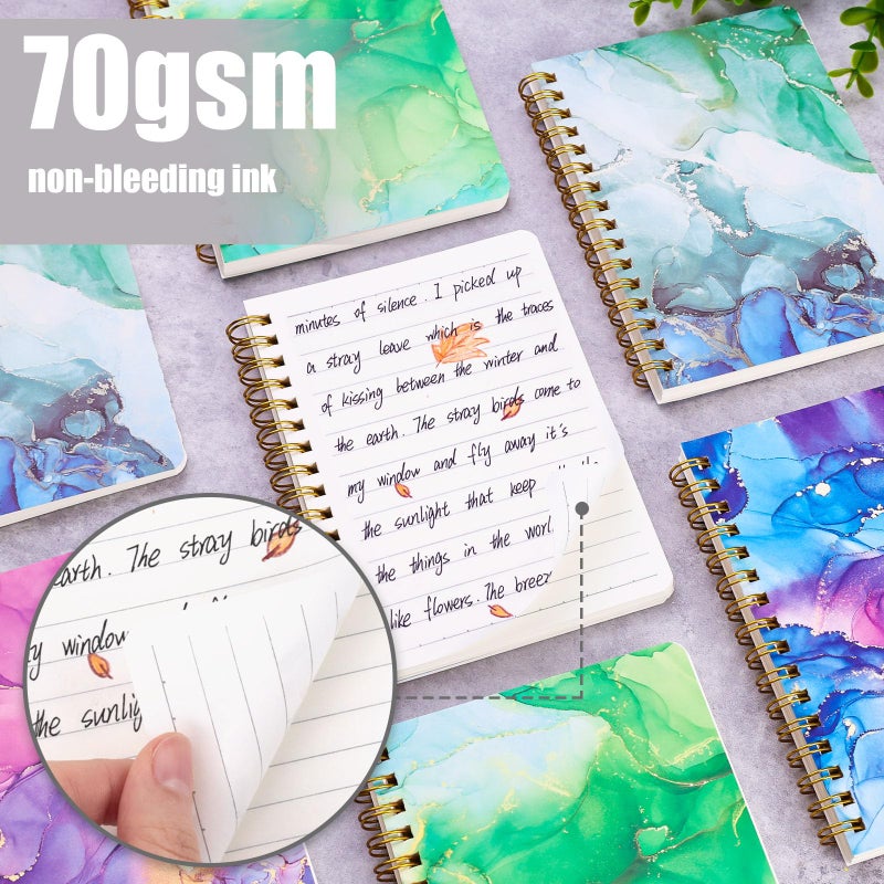BOOKNOW 4PCS Mini Spiral Notepads, Pocket Marble Notebooks A6 Small Spiral Journal College Ruled Hardcover Notepads for Women Aesthetic Gift Office School Supplies, 4.1x 5.7 Inch, 640 Pages - Image 2
