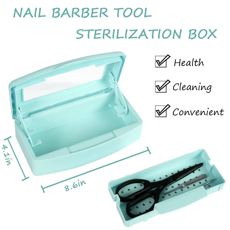 Gusnilo Barbicide Disinfectant Box Nail Art Tools Sanitizing Tray Disinfectant Container Nail Tool Sterilizer Box Plastic Clean Sterilizer Box Storage Organizer for Nail Manicure Tool (Light Green) - Image 2