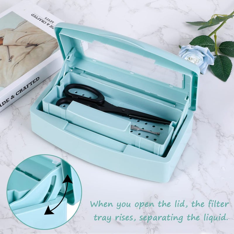 Gusnilo Barbicide Disinfectant Box Nail Art Tools Sanitizing Tray Disinfectant Container Nail Tool Sterilizer Box Plastic Clean Sterilizer Box Storage Organizer for Nail Manicure Tool (Light Green) - Image 5